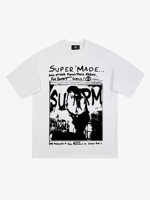 Vintage Washed Punk Graphic Print T-Shirt 