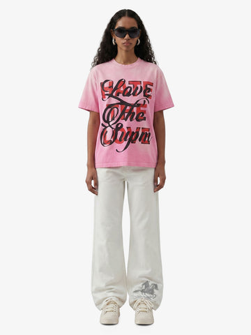 Retro Color-Blocked Lettering T-Shirt