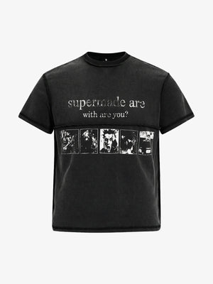 Washed Graphic Deconstructed Punk T-Shirt 