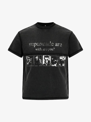 Washed Graphic Deconstructed Punk T-Shirt 
