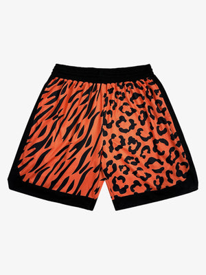 Moisture-Wicking Split Leopard Mixed Sport Shorts 