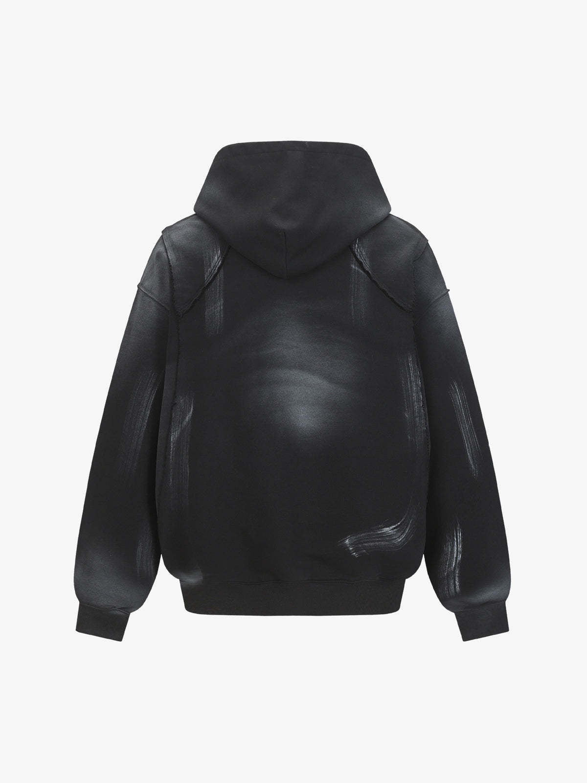 Hip-Hop Wasteland Ink-Dyed Raw Edge Hoodie 