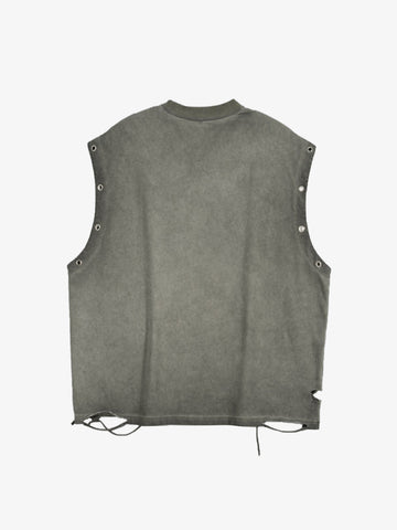 Ripped Graphic Patch Sleeveless Vest 