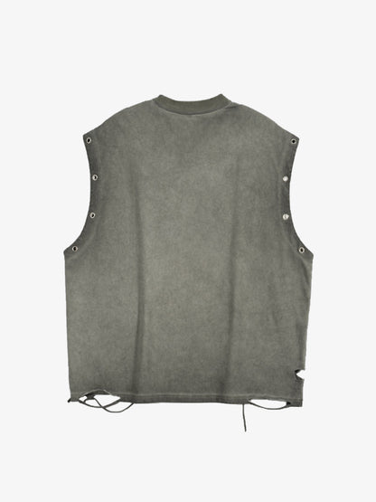 Ripped Graphic Patch Sleeveless Vest 