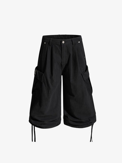 Distressed Workwear Cropped Cargo Jorts