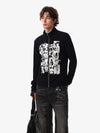 Retro Punk Print Knit Cardigan Long Sleeve Top 