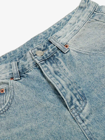 Distressed Washed Ripped Denim Jort 
