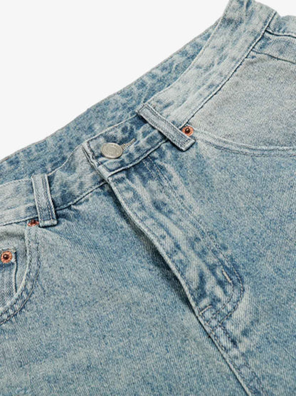Distressed Washed Ripped Denim Jort 