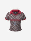 Y2K Plaid Lapel Slim-Fit T-Shirt