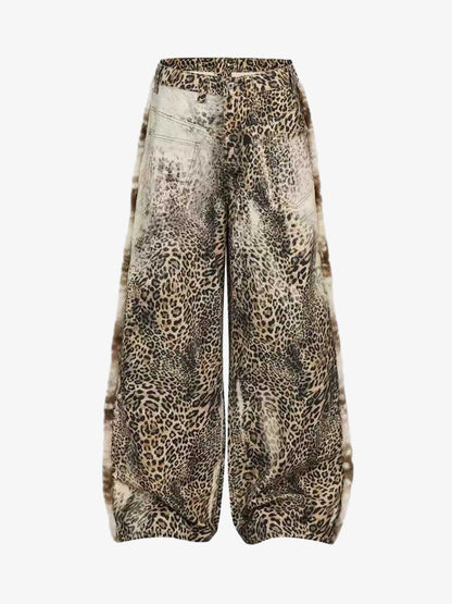 Vintage Leopard Patchwork Cargo Pants