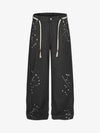 Street Contrast Artistic Graffiti Drawstring Jeans 