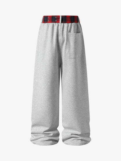 Plaid Embroidered Sweatpants
