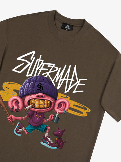 Thesupermade Cartoon Graffiti Trendy Weird Kid T-Shirt 