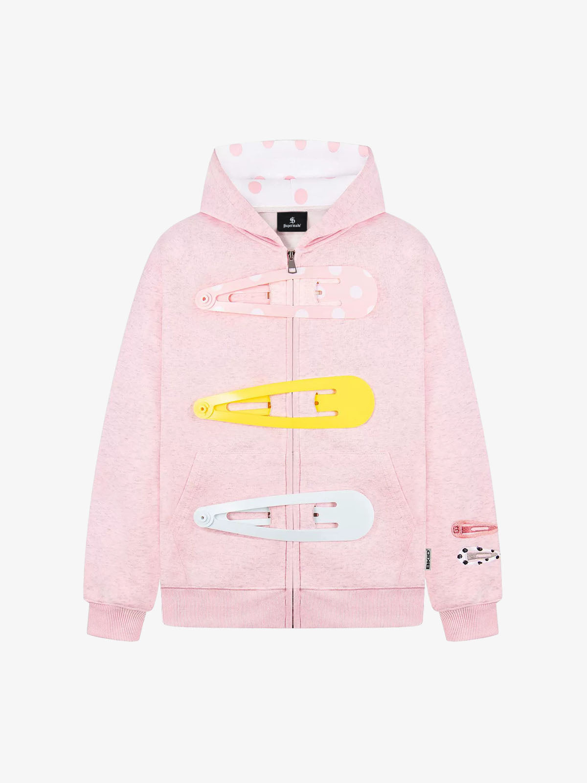 Detachable Hair Clip Decoration Zip Up Hoodie 