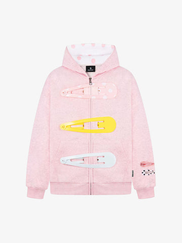 Detachable Hair Clip Decoration Zip Up Hoodie 