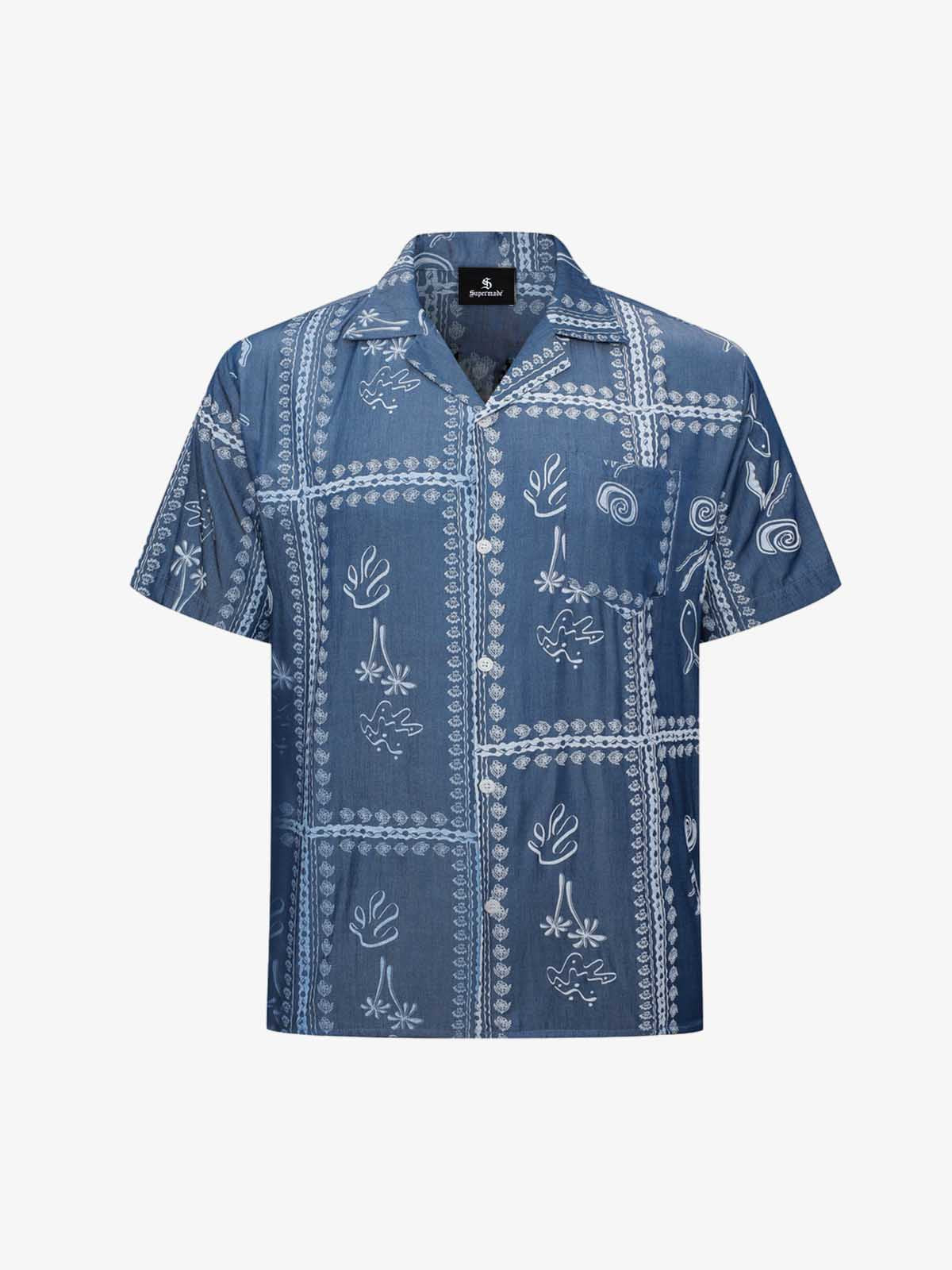 Blue Paisley Hawaiian Shirt