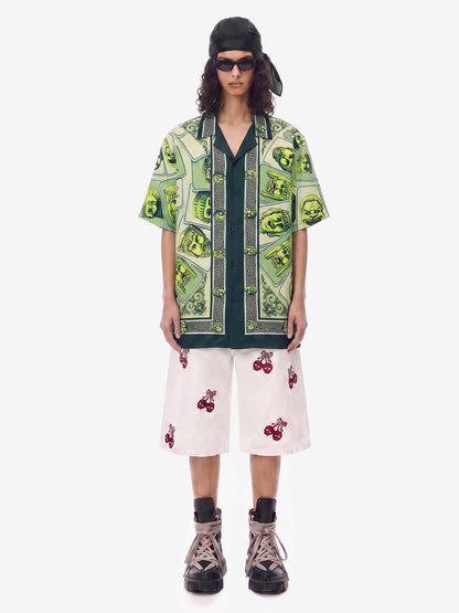Baroque Pattern Statue Camp Collar Boxy Shirt 