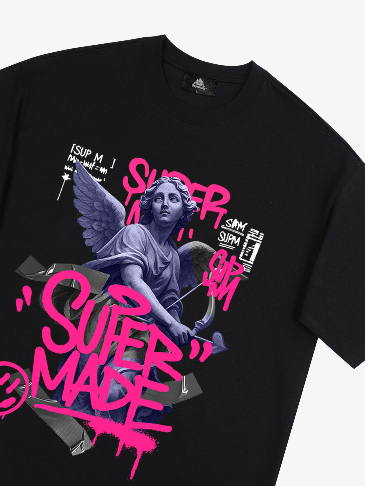 Street Pink Lucky Angel Graphic Design T-Shirt 
