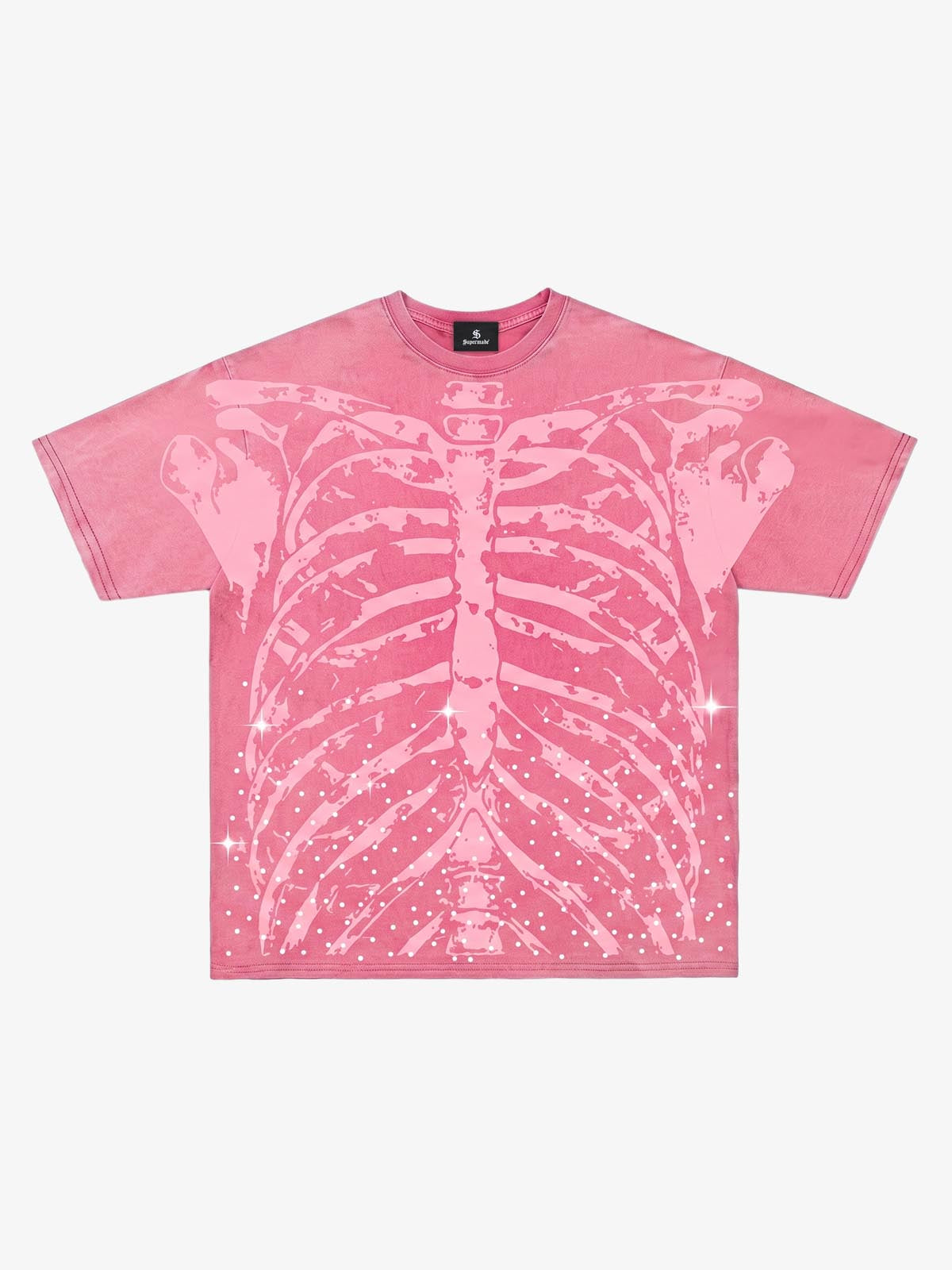 Skull Graphic Rhinestone Distressed T-Shirt
