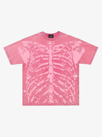 Skull Graphic Rhinestone Distressed T-Shirt