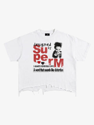 Raw Hem Graphic Crop Tee