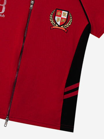 Retro Badge Zip-Up Track T-Shirt
