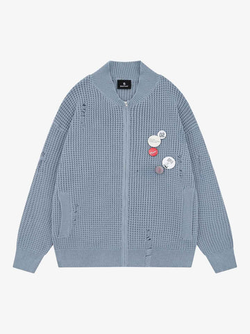 Badge Button Knit Cardigan Sweater