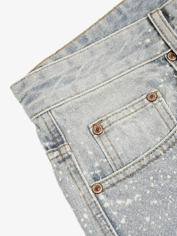 Splatter Washed Denim Shorts