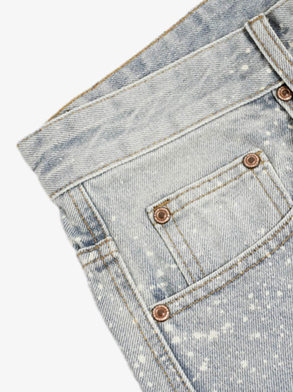 Splatter Washed Denim Shorts