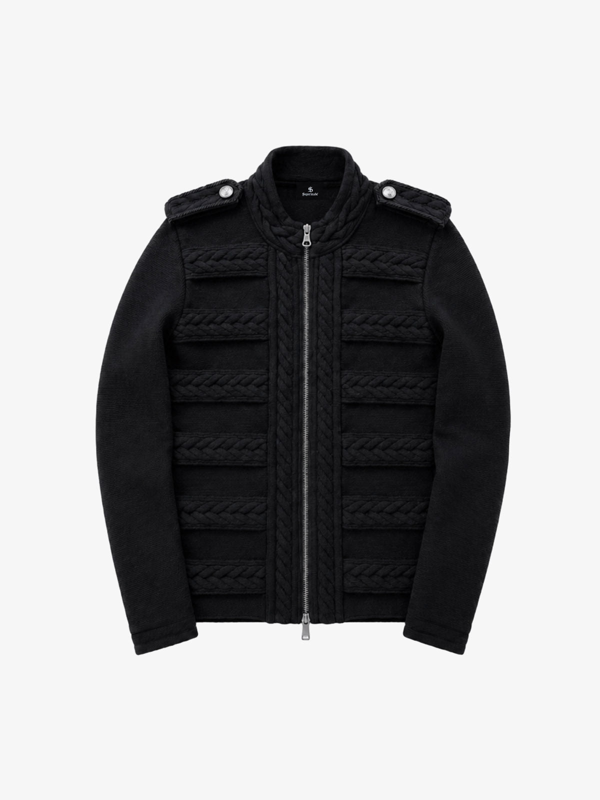 Royal-style Cable-knit Zip-up Jacket