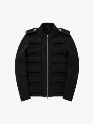 Royal-style Cable-knit Zip-up Jacket