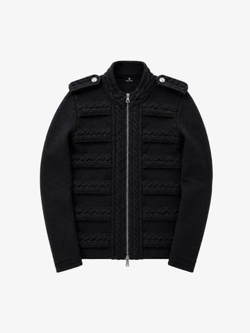 Royal-style Cable-knit Zip-up Jacket