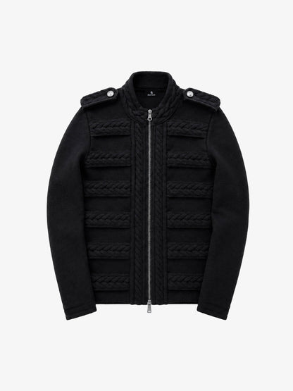 Royal-style Cable-knit Zip-up Jacket