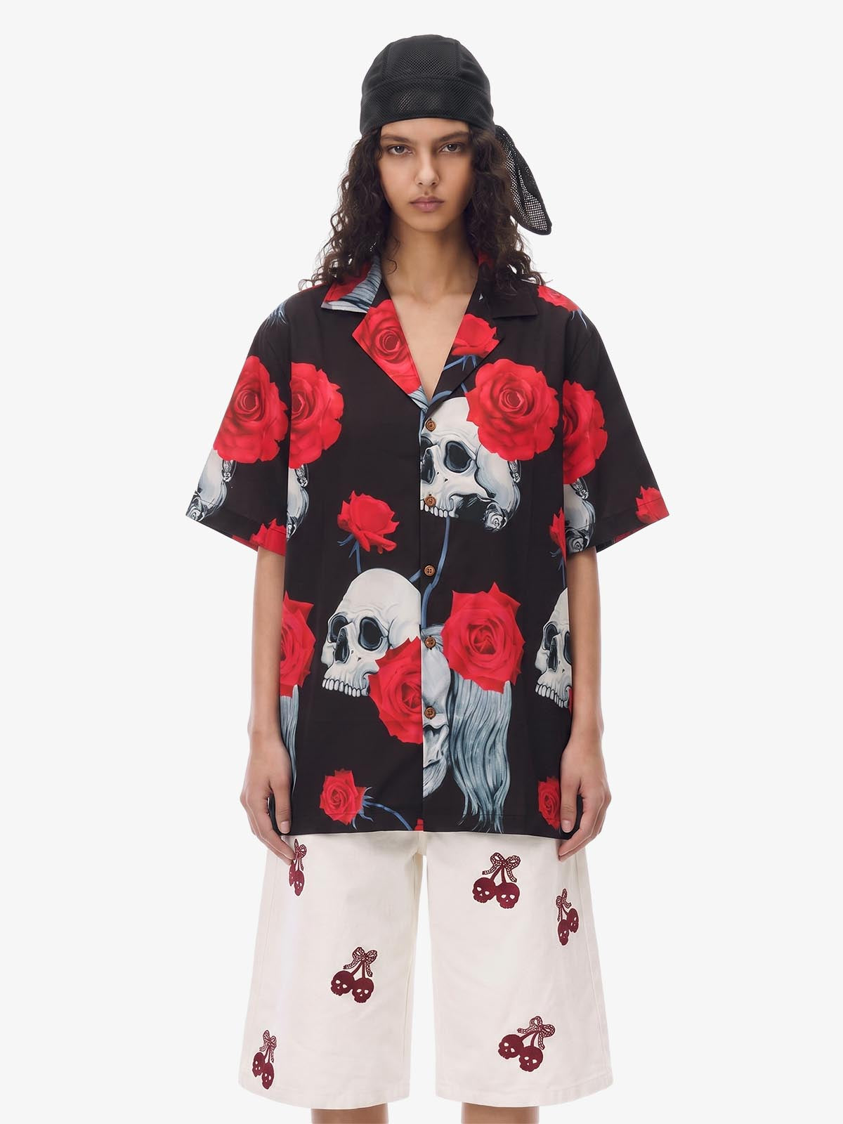 Gothic Skull Rose Cuban Shirt