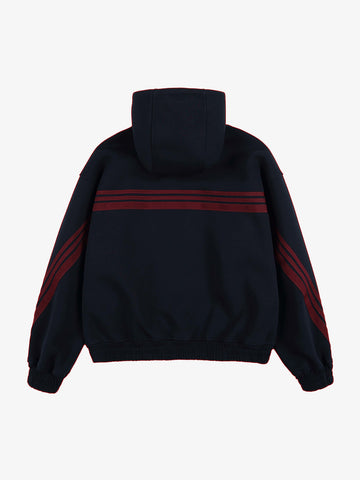 Striped Patchwork Boxy Fit Zip-Up Hoodie