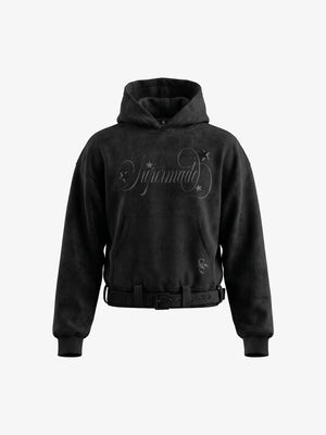 Belt Detail Suede Hoodie