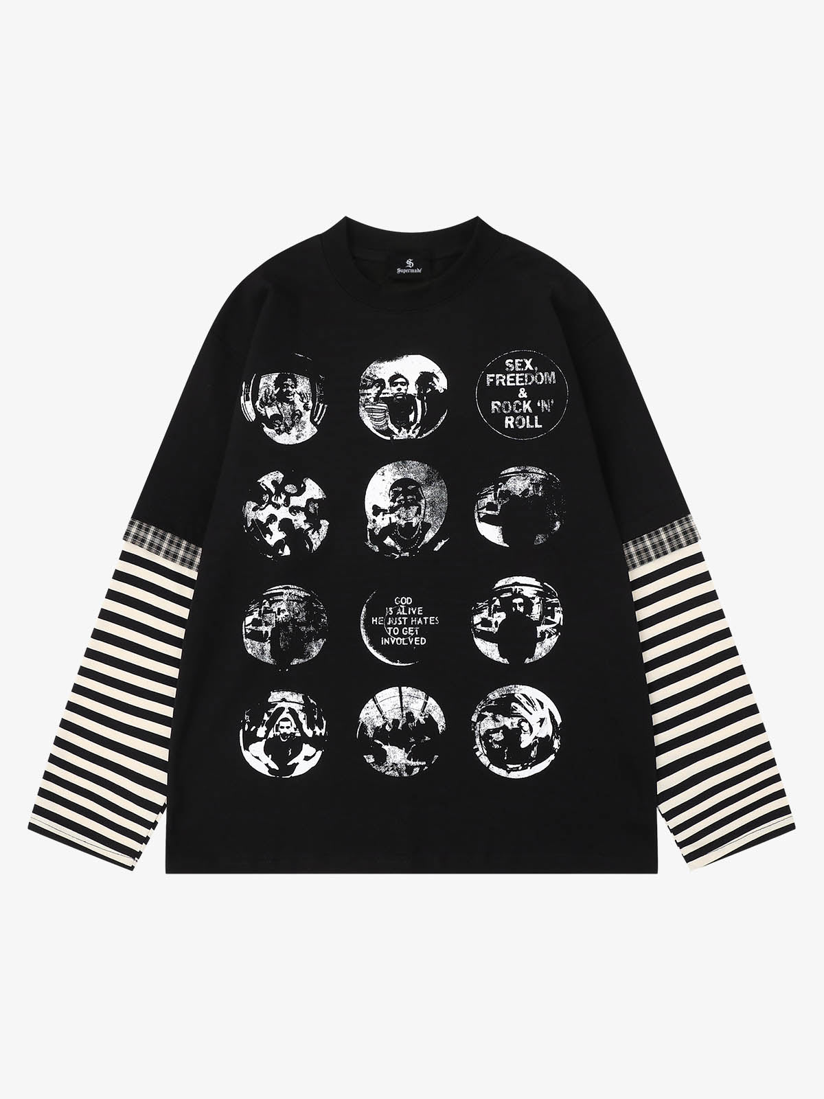 Striped Dark Graphic Long Sleeve Tee
