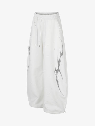 Thorn Graphic Rhinestone Baggy Sweatpants