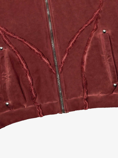 Vintage Distressed Full-Zip Hooded Sleeveless Vest 