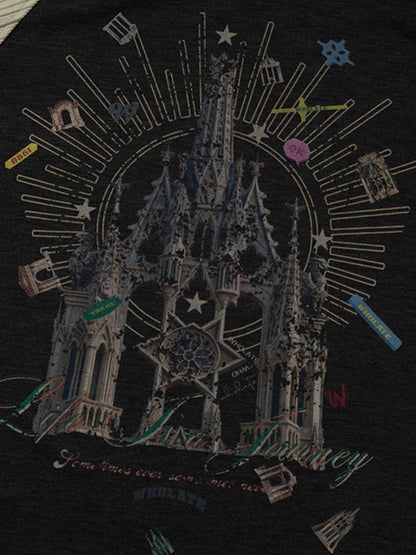 Gothic Castle Graphic Raglan Sleeve T-Shirt 