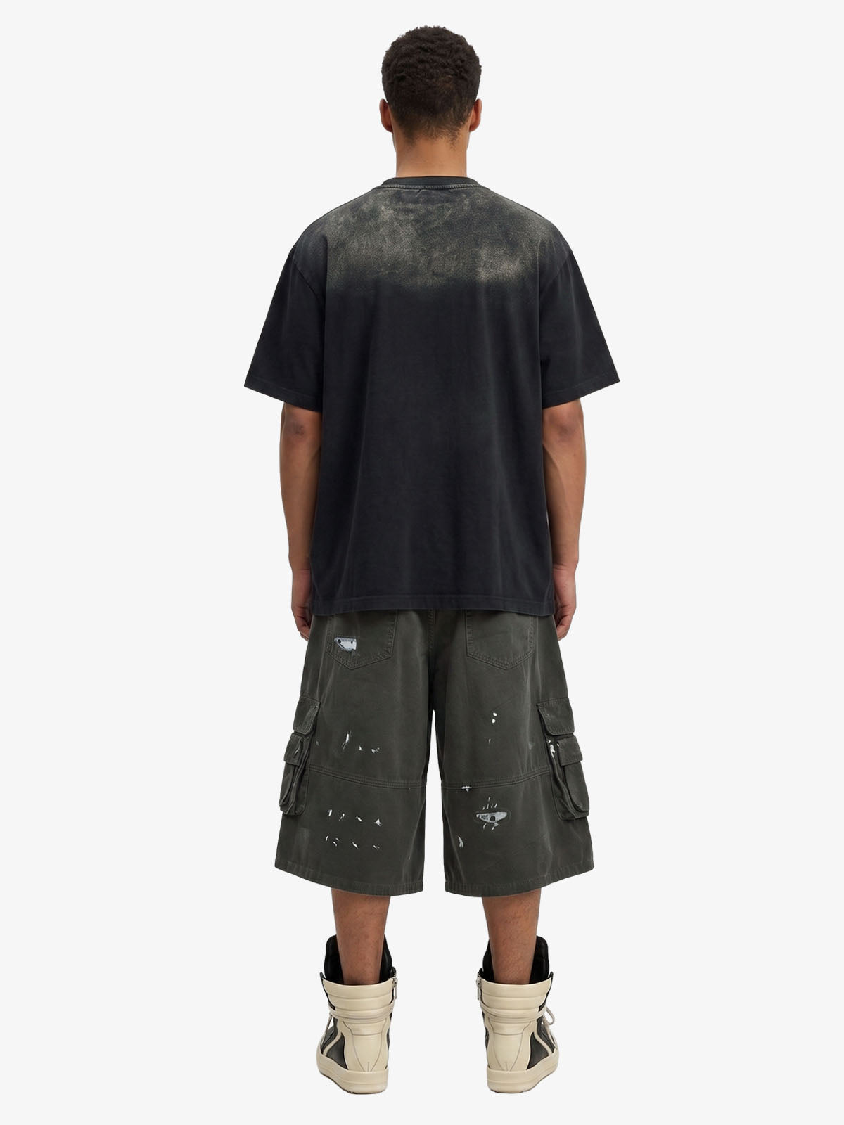 Vintage Distressed Multi Pocket Wide Leg Cargo Shorts