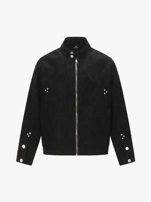 Suede Studded Zip Up Jacket 