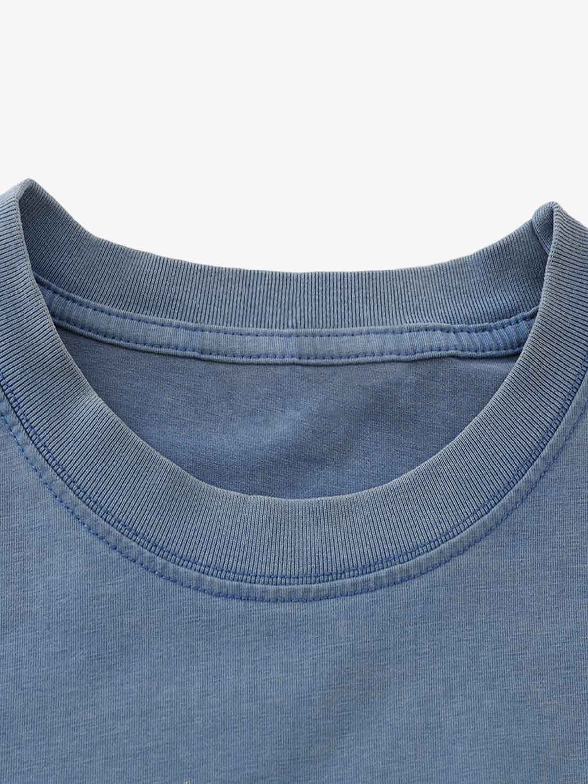 Street Color Matching Faux Two-Piece Printed T-Shirt - 2451 
