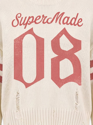 Vintage Digital Print Knit Sweater