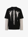 Waffle Knit Skeleton Graphic Layered T-Shirt 