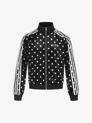 Polka Dot Stand Collar Zip Jacket