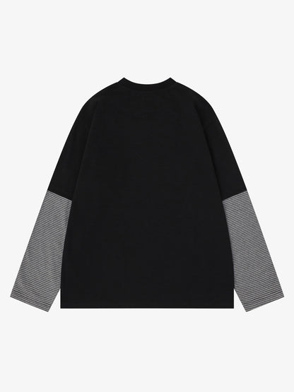 Striped Letter Graphic Long Sleeve Tee