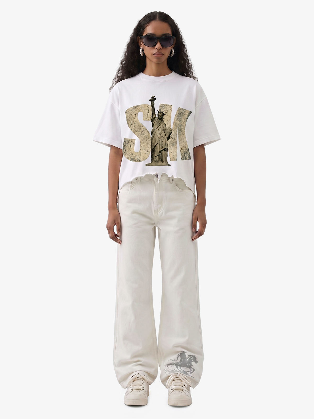 Liberty Graphic Washed Ripped T-Shirt