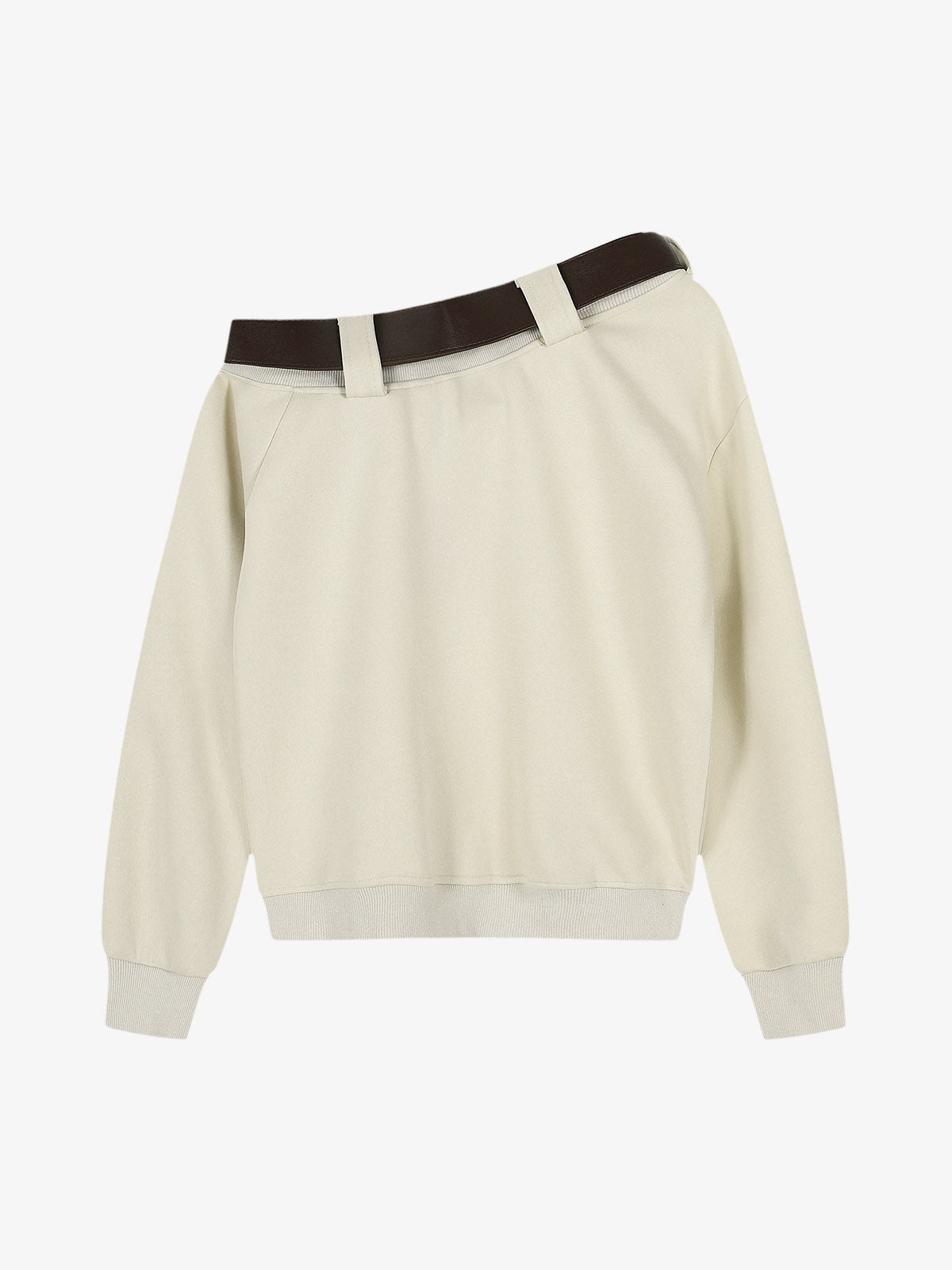 Necklace Graphic Belt Detail Off-Shoulder Sweatshirt
