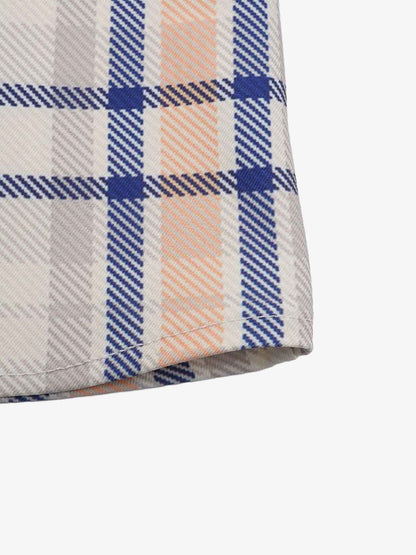 Layered Plaid Denim Print Short Sleeve Shirt 